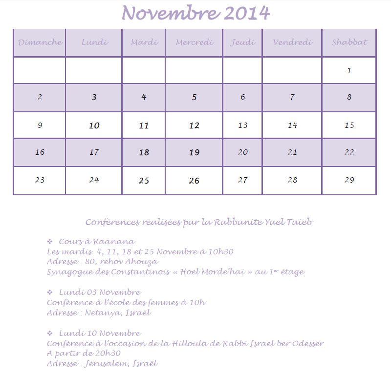 Agenda - Novembre 2014